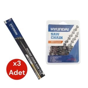 Hyundai Kesik Zincir 28,5 Diş 91 ve Motor Zincir Bileme Eğesi 5/32'' (4MM) 3 Adet