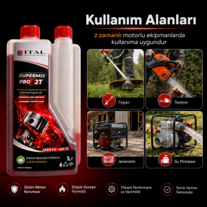 ITAL Supermix Pro 2T 1 Litre Ölçekli Yarı Sentetik 2 Zamanlı Motor Yağı Kırmızı