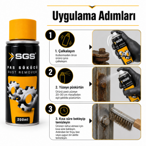 SGS Pas Sökücü Sprey 200 ml Aerosol Metal Yüzey Temizleyici ve Bakım Spreyi