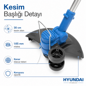 Hyundai HY20CGT 20V Akülü Ot Biçme ve Çim Kenar Kesme Makinesi Akü ve Şarj Cihazı Hariç