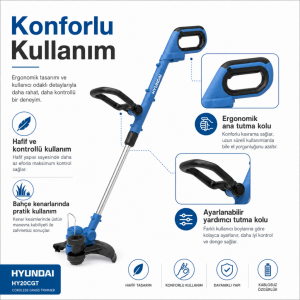 Hyundai HY20CGT 20V Akülü Ot Biçme ve Çim Kenar Kesme Makinesi Akü ve Şarj Cihazı Hariç