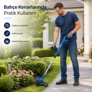 Hyundai HY20CGT 20V Akülü Ot Biçme ve Çim Kenar Kesme Makinesi Akü ve Şarj Cihazı Hariç