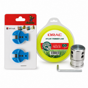Tırpan Örümcek Başlık Orac 3.30 mm 46 mt Altı Köşe Misina ve ITAL Misina Kesici 2’li Set