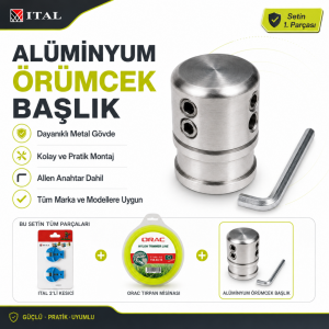 Tırpan Örümcek Başlık Orac 3.30 mm 46 mt Altı Köşe Misina ve ITAL Misina Kesici 2’li Set