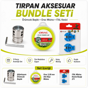 Tırpan Örümcek Başlık Orac 3.30 mm 46 mt Altı Köşe Misina ve ITAL Misina Kesici 2’li Set