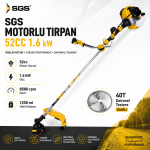 SGS 5361 52cc Benzinli Motorlu Tırpan 1.6 kW 40 Diş Daire Testere Dahil