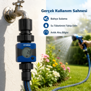 Hyundai G22105 Dijital Su Akış Ölçer Debimetre Bahçe Sulama Su Sayacı