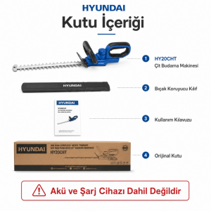 Hyundai HY20CHT 20V Max Akülü Çit Budama Makinesi 55 cm Bıçak 20 mm Kesim Akü ve Şarj Cihazı Hariç