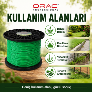Orac Yuvarlak Tırpan Misinası 3.3 mm 915 m Yeşil Profesyonel Kesim Misinası