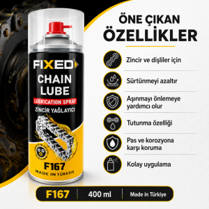 SGS FIXED F167 Zincir Yağlayıcı Sprey 400 ml Motosiklet, Bisiklet, Motorlu Testere Zincir Bakım Yağı