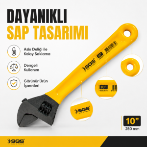 SGS Kurbağacık Anahtar 10 İnç Ayarlı İngiliz Anahtarı