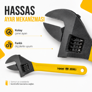 SGS Kurbağacık Anahtar 12 İnç Ayarlı İngiliz Anahtarı