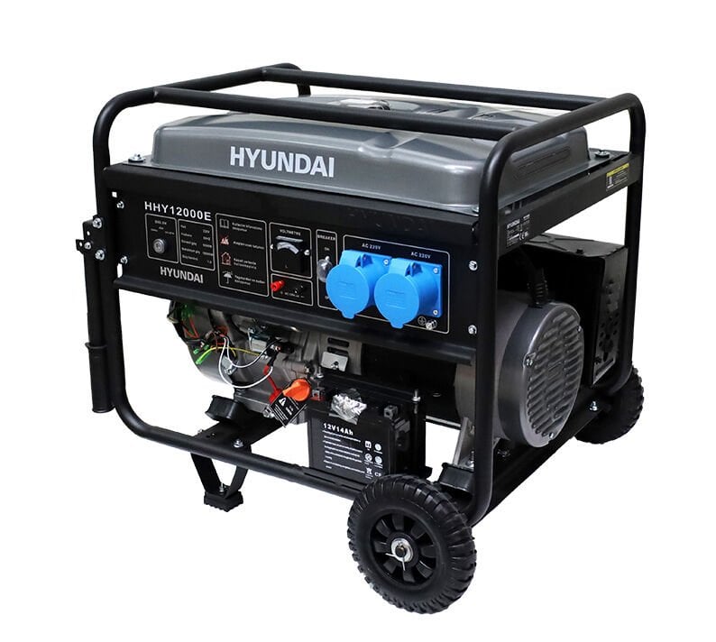 Hyundai HHY12000E Benzinli Jeneratör 10 kW Monofaze Marşlı 27L Bakır Sargı 2x32A