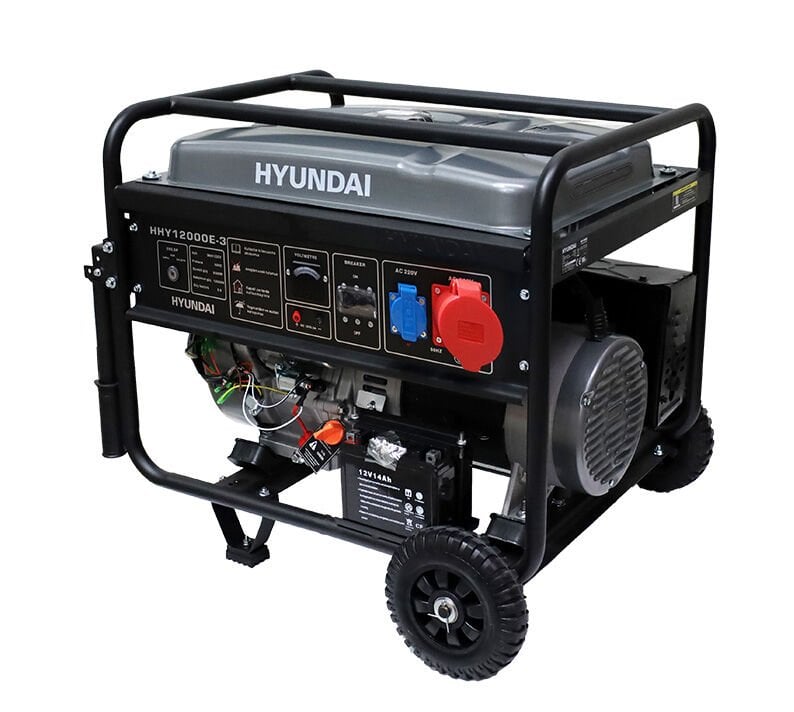 Hyundai HHY12000E-3 Trifaze Benzinli Jeneratör 10 kW 380V Marşlı 27L Bakır Sargı