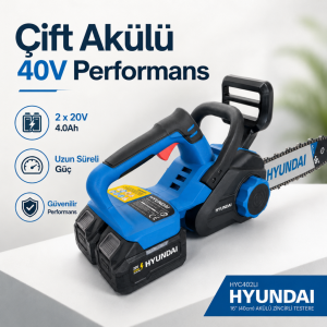 Hyundai HYC402LI 40V Akülü Zincirli Testere 2x4.0Ah Bataryalı 16 İnç 2600W