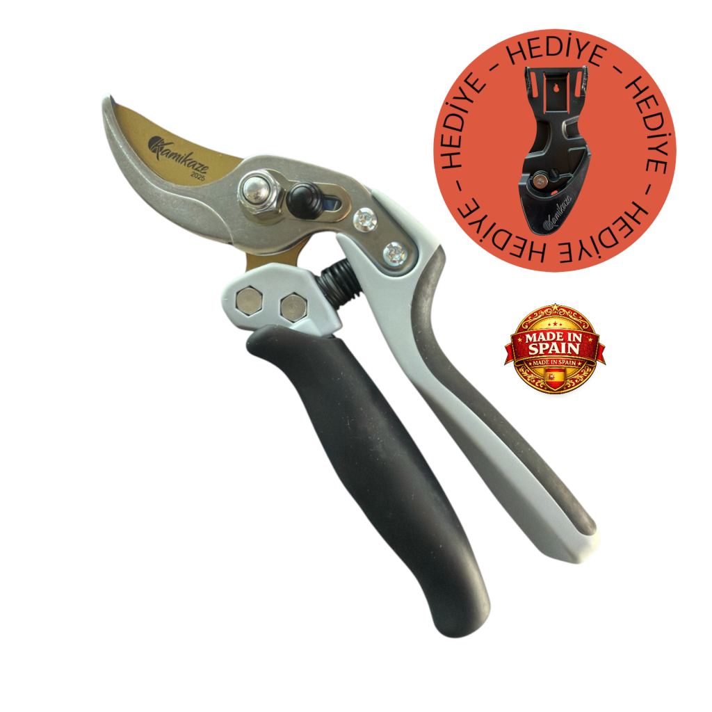 Kamikaze KM1M-R Döner Saplı Tek El Budama Makası – SK5 Çelik, Polyamid Fiber Sap
