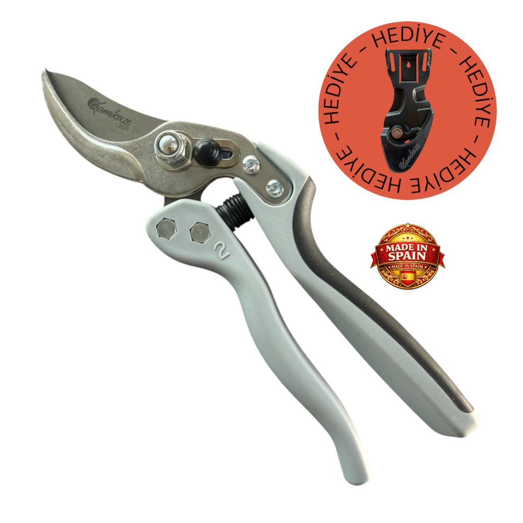 Kamikaze KM2-L Tek El Budama Makası 25 mm – SK-5 Çelik, Polyamid Fiber Sap