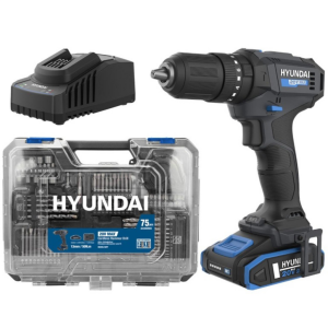 Hyundai HD20S-50TT Akülü Darbeli Matkap 20V 50Nm 13mm 2 Vites LED 75 Parça Set
