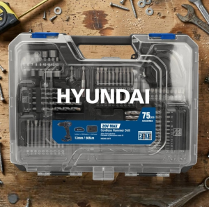 Hyundai HD20S-50TT Akülü Darbeli Matkap 20V 50Nm 13mm 2 Vites LED 75 Parça Set