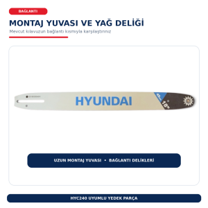HYC240 Motorlu Testere Kılavuzu 45 cm 18 İnç 91 Tip 31,5 Diş