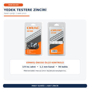 Orac 1/4'' 1,1 mm 28 Diş Yedek Zincir HCS510XP ve HCST210 Uyumlu