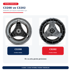 Elektrikli Çim Biçme Makinesi Tekerleği C3200 ve C3202 Uyumlu