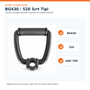 Benzinli Tırpan Pilot Kol 26 mm BG430 ve 520 Sırt Tipi Modellerle Uyumlu