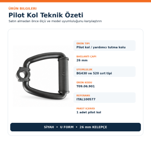 Benzinli Tırpan Pilot Kol 26 mm BG430 ve 520 Sırt Tipi Modellerle Uyumlu