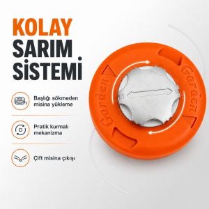 Otomatik Misina Başlığı Kolay Sarım Kurmalı M10x1.25 Sol Diş Tırpan Başlığı