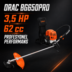 Orac BG650PRO 3.5 HP 62 cc Benzinli Sırt Tipi Motorlu Tırpan 26 mm
