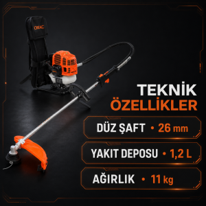 Orac BG650PRO 3.5 HP 62 cc Benzinli Sırt Tipi Motorlu Tırpan 26 mm