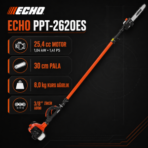 Echo PPT-2620ES Benzinli Teleskopik Yüksek Dal Kesme Testeresi 25,4 cc 30 cm