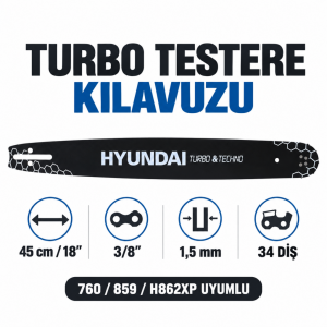 Hyundai Turbo 760/H859/H862XP Uyumlu 45 cm 3/8″ 1,5 mm Turbo Testere Kılavuzu – 34 Diş
