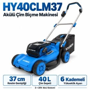 Hyundai 37 cm Akülü Çim Biçme ve Kenar Kesme Seti HY40CLM37 + HY20CGT 2x4 Ah Akü ve Şarj Dahil