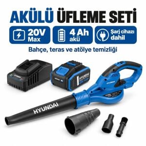 Hyundai HY20CB 20V Max Akülü Üfleme Seti 4 Ah Akü ve Şarj Dahil Temizlik Aparatlı