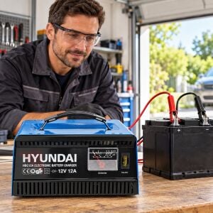 Hyundai HBC12A 12V 12A Otomatik Akü Şarj Cihazı 16–200Ah Ampermetreli