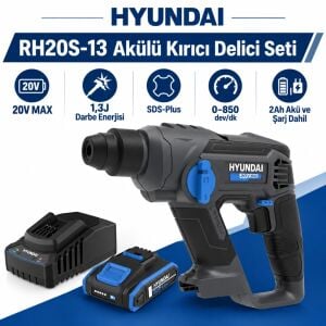 Hyundai RH20S-13 20V Akülü Kırıcı Delici Seti 1,3J SDS-Plus 2Ah Akü ve Şarj Dahil