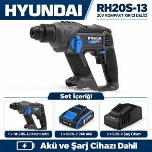 Hyundai RH20S-13 20V Akülü Kırıcı Delici Seti 1,3J SDS-Plus 2Ah Akü ve Şarj Dahil