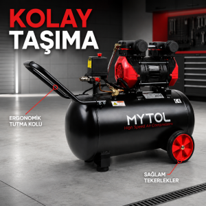 MYTOL MYK0501 50 Lt Yağsız Kompresör 1,5 HP 8 Bar Hortum ve Tabanca Hediyeli