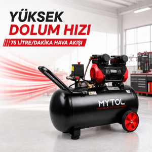 MYTOL MYK0501 50 Lt Yağsız Kompresör 1,5 HP 8 Bar Hortum ve Tabanca Hediyeli
