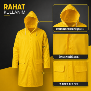 Kupa Sarılux Sarı Yağmurluk XXL Su Geçirmez PVC Kaplı Kapüşonlu KUP8300