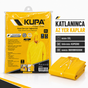 Kupa Sarılux Sarı Yağmurluk XXL Su Geçirmez PVC Kaplı Kapüşonlu KUP8300