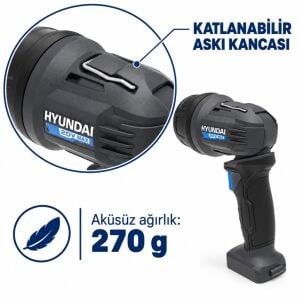 Hyundai WL20S-250 20V Akülü LED Çalışma Lambası Seti 250 Lümen 2Ah Akü ve Şarj Cihazı Dahil