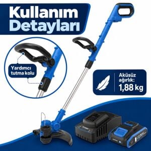 Hyundai HY20CGT 20V Akülü Ot Biçme ve Çim Kenar Kesme Seti 30 cm 2Ah Akü ve Şarj Dahil