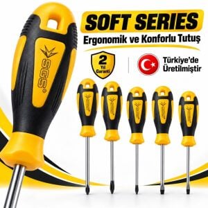 SGS Soft Series 5’li Cr-V Mıknatıslı Tornavida Seti Düz ve Yıldız Uçlu
