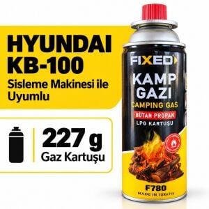 Fixed 227 g Bütan Propan Kamp Gazı Kartuşu F780 Hyundai KB-100 Sisleme Makinesi Uyumlu