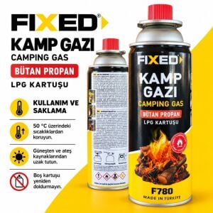 Fixed 227 g Bütan Propan Kamp Gazı Kartuşu F780 Hyundai KB-100 Sisleme Makinesi Uyumlu