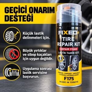 FIXED F175 Lastik Tamir Kiti 400 ml Hortumlu Acil Lastik Onarım Köpüğü