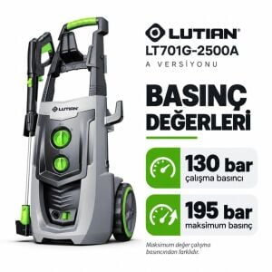 Lutian LT701G-2500A Basınçlı Yıkama Makinesi 195 Bar 2500W İndüksiyon Motorlu
