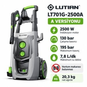 Lutian LT701G-2500A Basınçlı Yıkama Makinesi 195 Bar 2500W İndüksiyon Motorlu